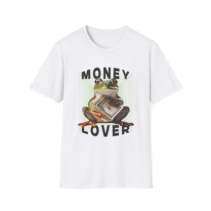 Funny Frog Tshirt, Money Lover Tee, Unisex Softstyle Shirt, Animal Graphic Top, Fun Gift for Frog Lovers, Cute Amphibian Apparel