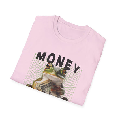 Funny Frog Tshirt, Money Lover Tee, Unisex Softstyle Shirt, Animal Graphic Top, Fun Gift for Frog Lovers, Cute Amphibian Apparel