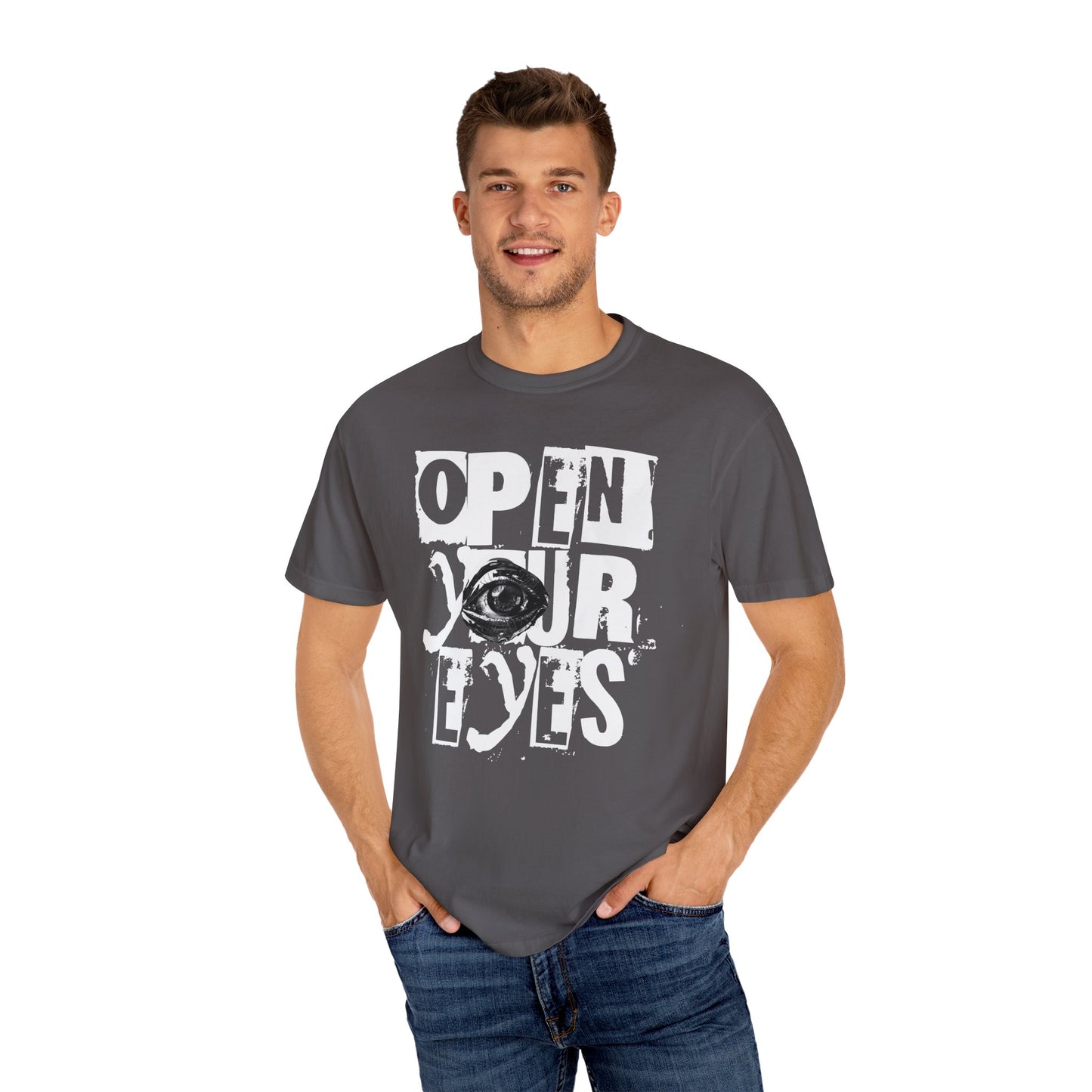 Open Your Eyes T-Shirt - Eye Graphic Tee, Motivational Shirt, Casual Streetwear, Eye Design Shirt, Inspirational Graphic Tee