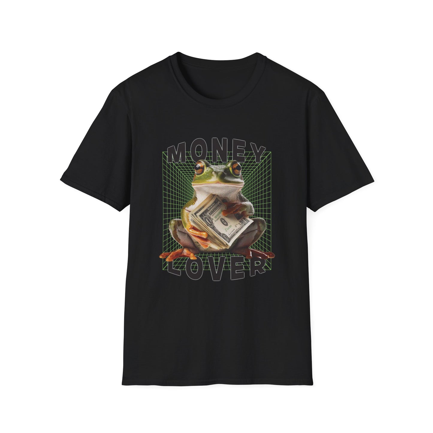 Funny Frog Tshirt, Money Lover Tee, Unisex Softstyle Shirt, Animal Graphic Top, Fun Gift for Frog Lovers, Cute Amphibian Apparel