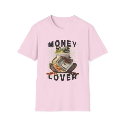 Funny Frog Tshirt, Money Lover Tee, Unisex Softstyle Shirt, Animal Graphic Top, Fun Gift for Frog Lovers, Cute Amphibian Apparel